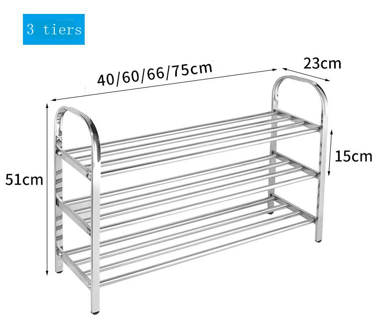 3 layer-60x23x51cm Стеллаж для обуви из нержавеющей стали, стойка для обуви, полка для хранения обуви, для спальни, гостиной, шкаф для обуви, Домашний Органайзер - Цвет: 3 layer-60x23x51cm