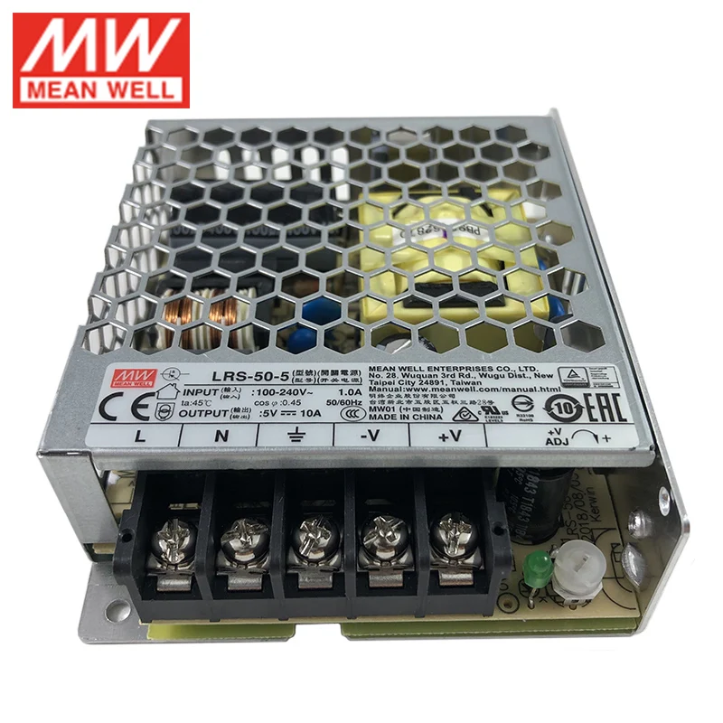 MEAN WELL LRS-50-5 импульсный источник питания 110 В/220 В переменного тока до 5 В постоянного тока 10 А 50 Вт Meanwell Блок питания импульсный блок питания