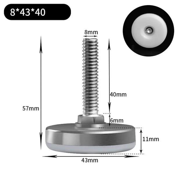 2/4/8Pcs Metal Furniture Legs Anti-slip Base Coffee Table Cabinet Leg Pad M6 M8 M10 Adjustable Leveling Feet Leveler 15mm-40mm 43mm  M8x40mm