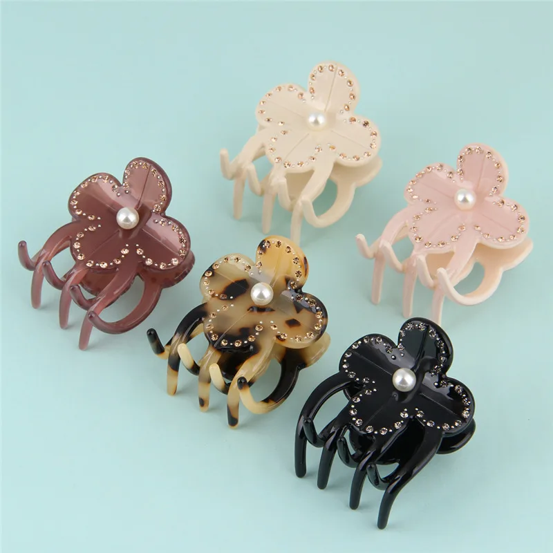 New Fashion Luxury Crystal Rhinestone Hair Claws Clips Simulated Pearl