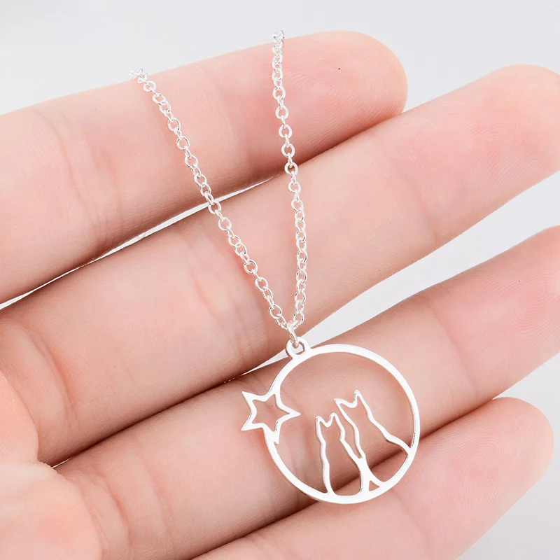 

12 шт., простое колье в виде полумесяца, кошки, Женское и мужское колье, колье для влюбленных, свадебные украшения, подарки, Лидер продаж