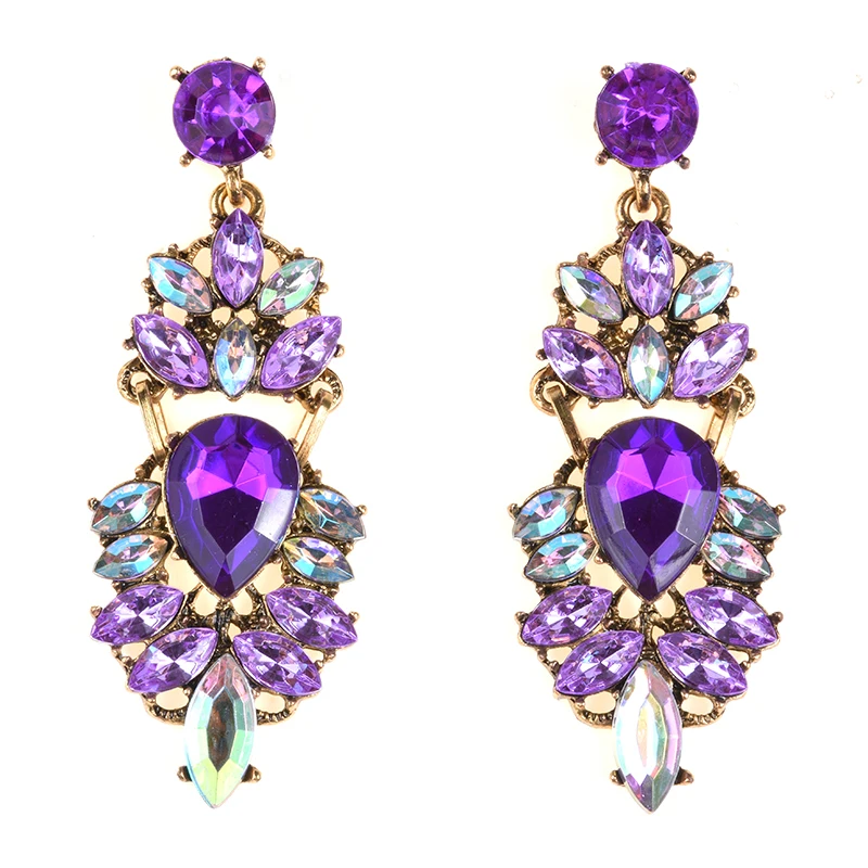 Dangle Earrings Boho Ethnic Water Crystal Drop Geometric Long Women Jewellery