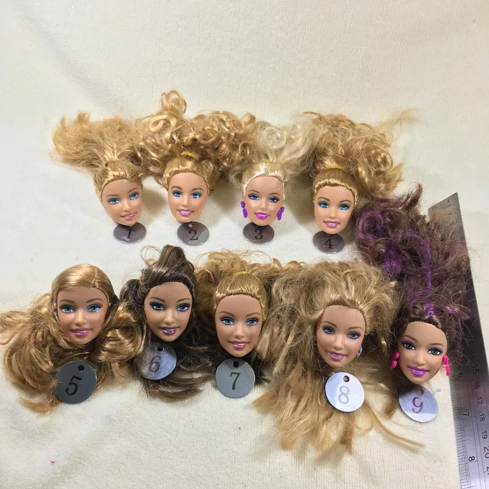 

B18-3 Original Foreign Trade Asia Brown Smile Beauty 1/6 OOAK NUDE Rarely Doll Head Mussed Dark Hair for DIY 90% NEW