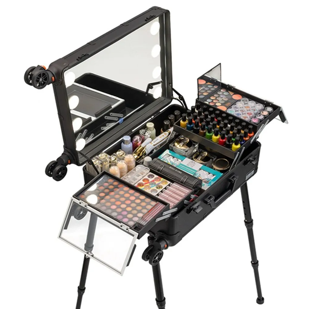 Rolling Makeup Case With Lights