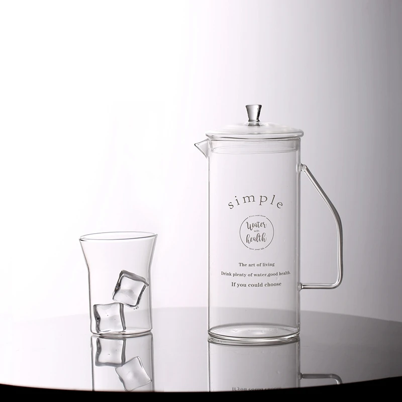 1.2L стеклянный кувшин с крышкой, боросиликатный стеклянный кувшин вино, сок, молоко, холодная вода, горячий кофе кувшин черная буква "напиток"