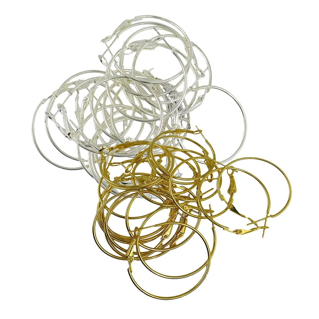 40 Pieces Fashion Women Copper Round Big Large Hoop Huggie Loop Earrings