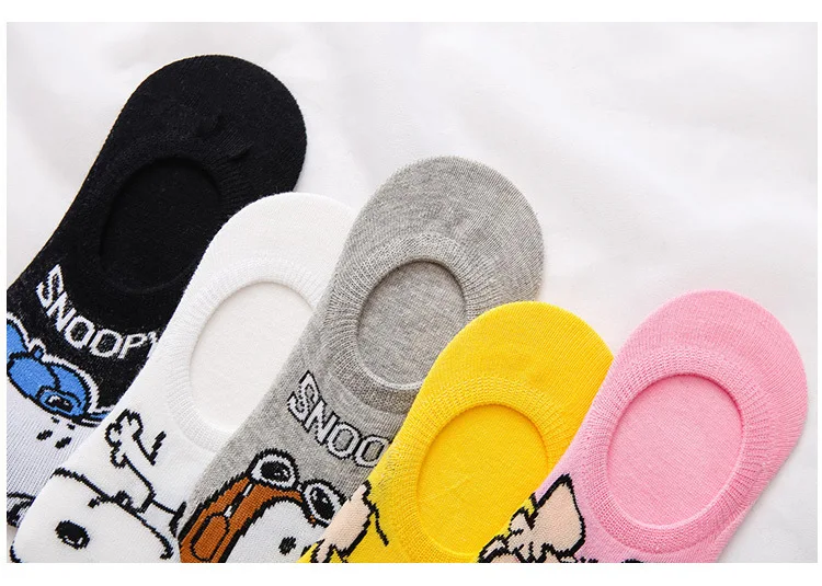 Модные милые женские носки с мультяшной собачкой забавные черные, белые, розовые комические новые милые невидимые низкие носки для девочек подарок Sokken