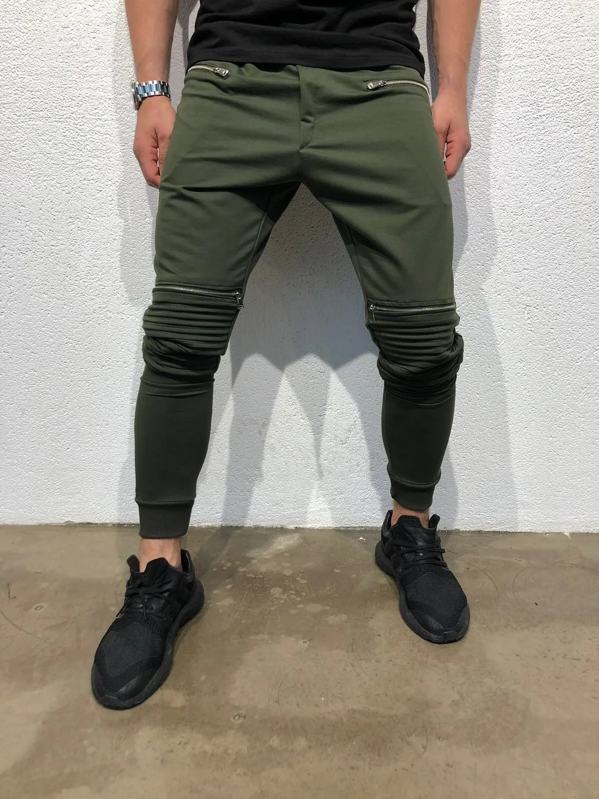 M-3XL, мужские повседневные спортивные штаны, новинка, плиссированные, на молнии, комбинированные, узкие брюки, одноцветные, на заказ, с логотипом, Мужские штаны для бега