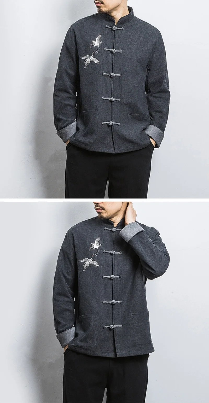 Traditional Chinese Clothing For Men Outerwear Male Jacket Mandarin Collar Suit Tangzhuang Men Clothes 2019 KK3251