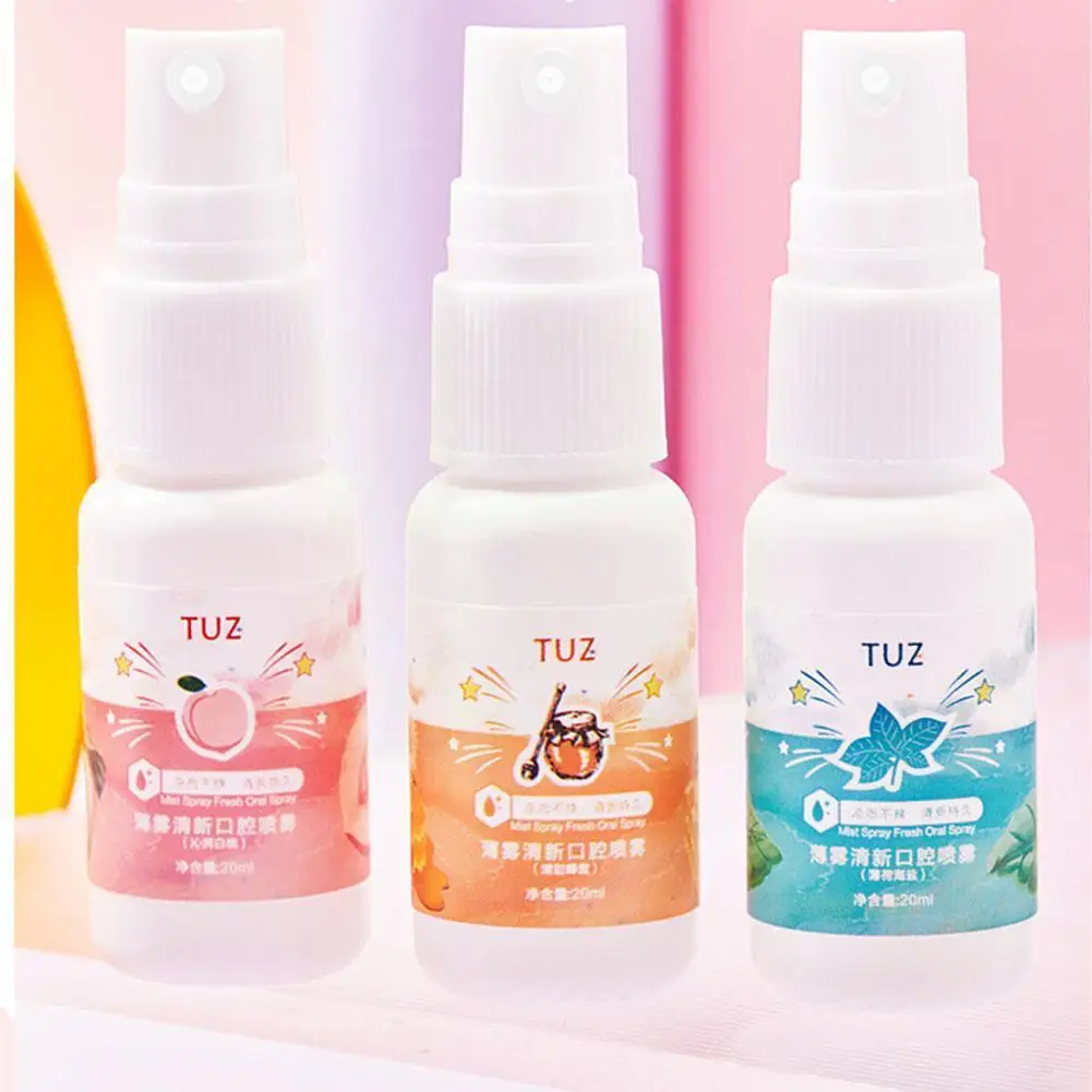 20ml Breath Freshener Spray Honey Peach Mint Flavor Portable Spray Bad