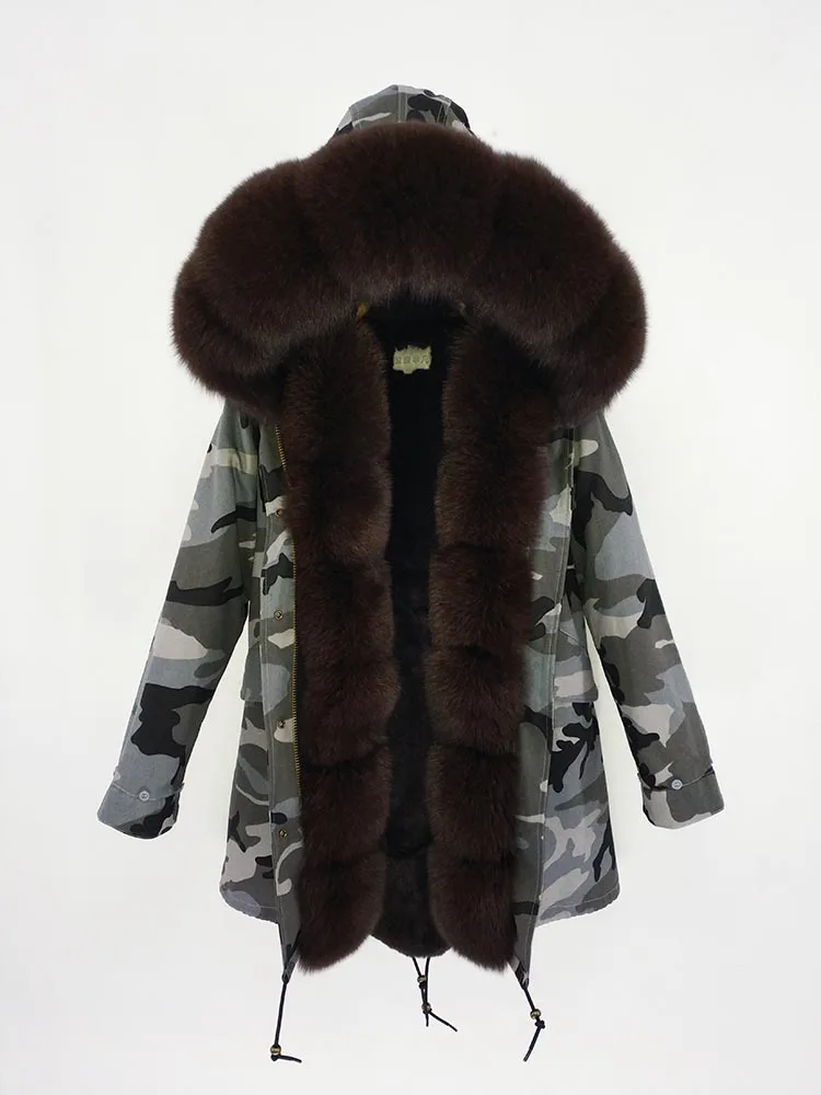 Женское пальто на натуральном меху FURTJY, парка длинная, теплая, с лисьим меховым воротником, съемная подкладка, зимний сезон - Цвет: 4