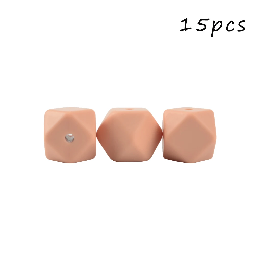 Peach LOFCA 15 шт. 17 мм шестигранные силиконовые бусины для DIY Прорезывания Зубов Ожерелье кулон Силиконовые Прорезывания Зубов Бусины пищевого класса прорезывание зубов - Цвет: Peach