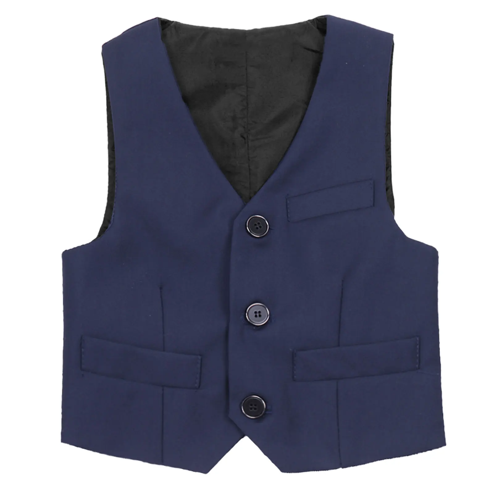 Boys Dress Suit Vest Children's Formal Black Vest Piano Performance Clothes Kids Gentleman School Party Waistcoats Costume 3-12Y