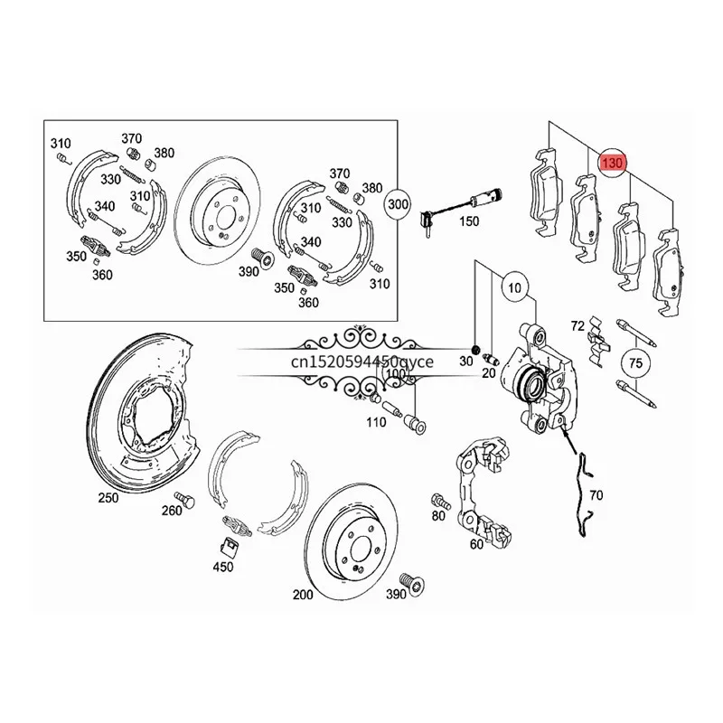 Automobile rear wheel brake friction skin w204 c200 c280 c180mer ced esb enzglk X204 A207 C207 Parking brake gasket