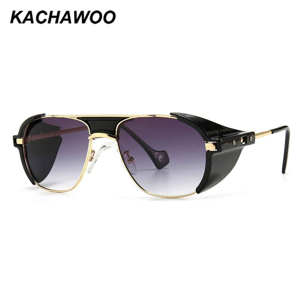 Мужские и женские солнцезащитные очки Kachawoo коричневые в стиле стимпанк