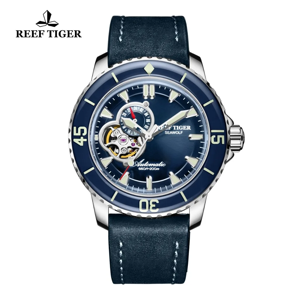 Мужские спортивные часы Reef Tiger/RT водонепроницаемые цвета розового золота с