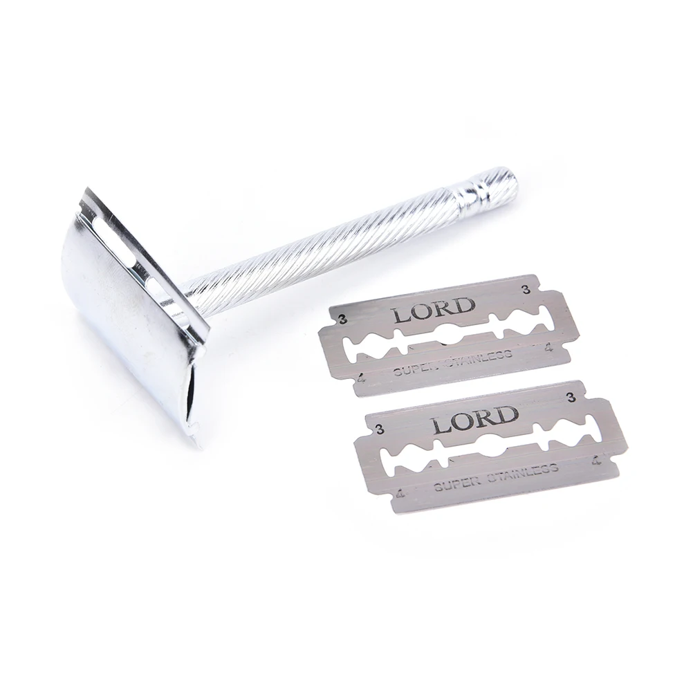 1Set Men Double Edge Blade Shaving Hair Razor Shaver 2 Blades Old-Style