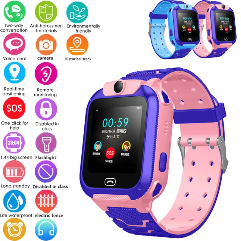 

Anti-lost Kid Safe GPS Tracker SOS Call GSM Smart Watch Phone For Android IOS UK