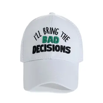 

Womens Summer Ponytail Messy Bun Baseball Cap Letters I'll Bring The Bad Decisions Embroidered Mesh Back Adjustable Hip-Hop Hat