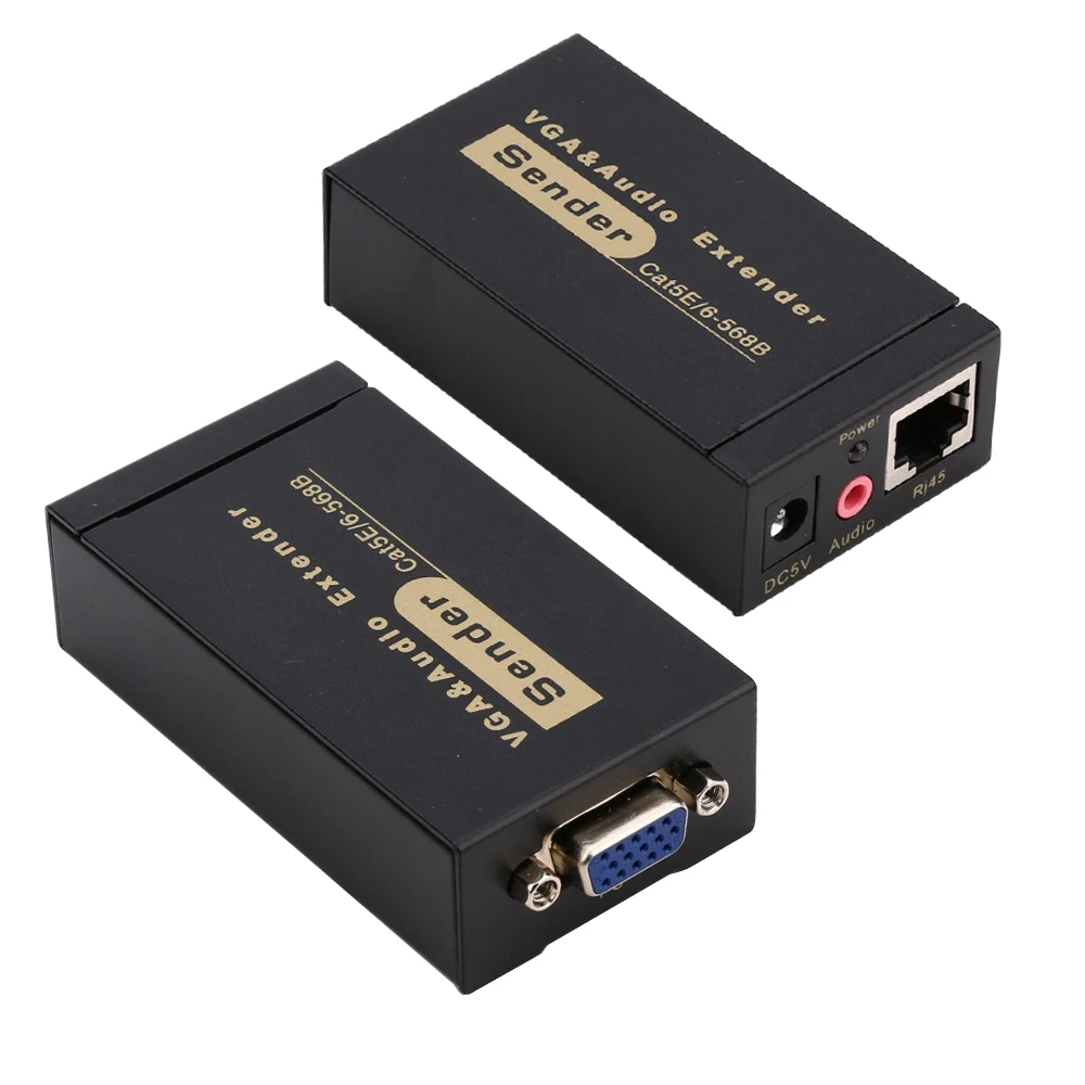 К 100 м VGA удлинитель с аудио и видео по cat5e/6 кабелю для ПК ноутбука монитора