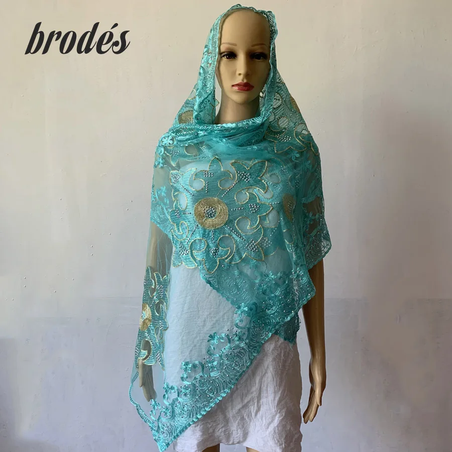 Африканские женские вышитые шали шарф, мусульманский женский цветочный шарф, многофункциональный шарф