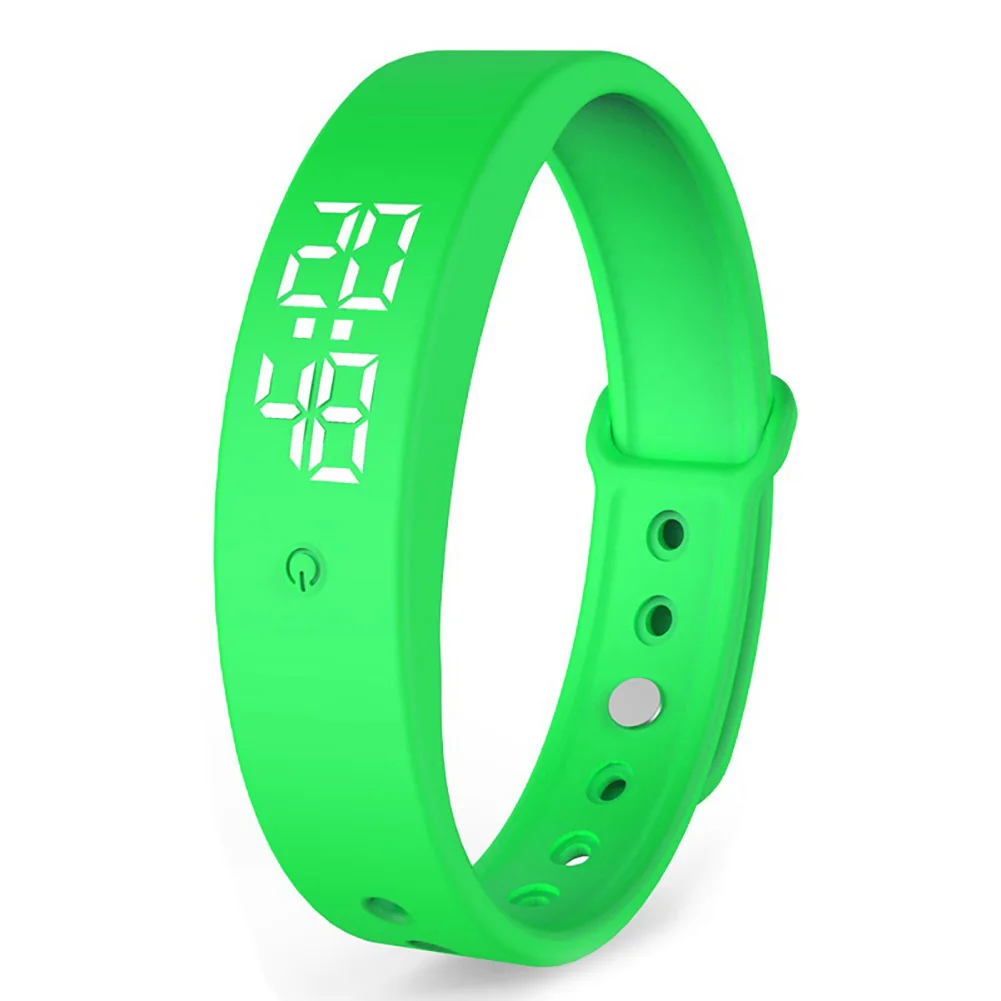 V9 LED Digital Smart Bracelet With Body Temperature Monitor Smart Band Vibration Alarm Reminder Waterproof Smart Clock Smartband