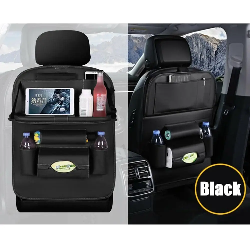

Car Back Seat Organizer, Car Seat Protector with Leather Foldable Dining Table Tray,Travel Accessories Organizer