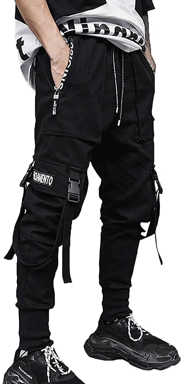 

Men's Punk Rock Street Harem Pants, Hip Hop Jogger Sport Pants