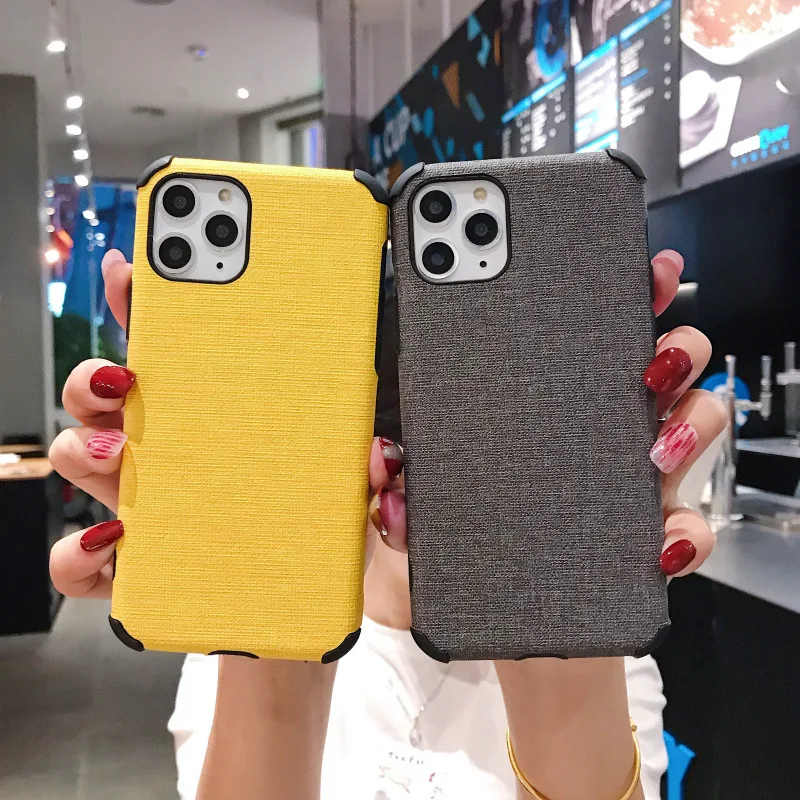 Роскошный тканевый чехол для телефона для iPhone 11 Pro Xs Max Xr X 8 7 6s 6 Plus Coque мягкая Защитная силиконовая Крышка черный желтый