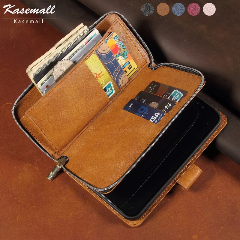 Zipper Phone Bag Case For iPhone 12 Mini 11 Pro Max X XS XR SE2020 6 6s 7 8Plus Magnet Flip Leather Card Wallet Purse Cover Capa