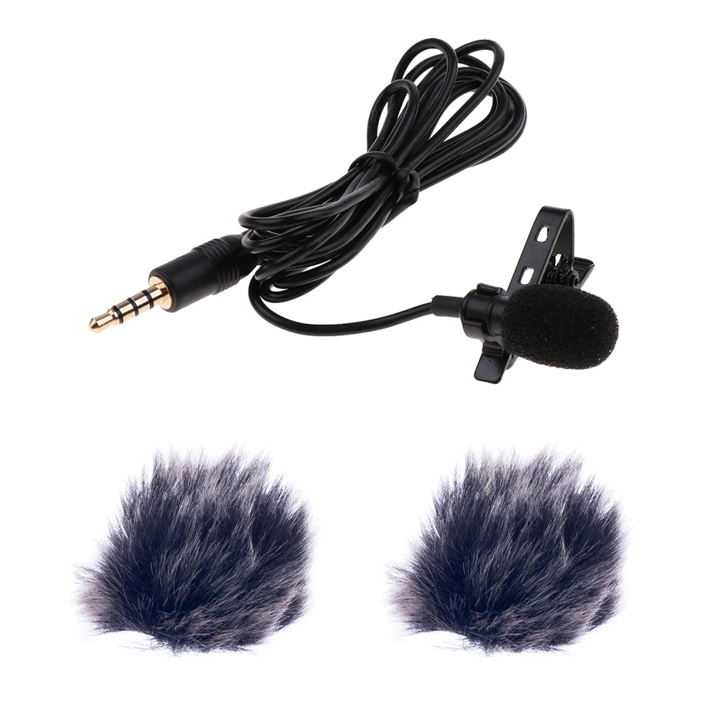 Portable Mini Microphone Clip-on MIC w/ Fur Microphone Windmuff Recording Accessory