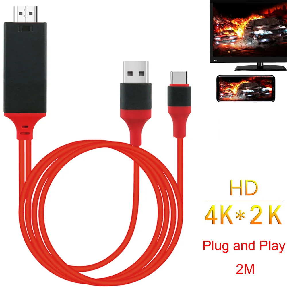 HD Type C USB телефон к телевизору HDTV проектор видео адаптер HDMI кабель для Samsung Galaxy S8 S9