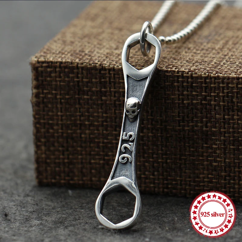 

925 sterling silver pendant personality classic vintage locomotive skull modeling couple sweater chain send lover's jewelry gift
