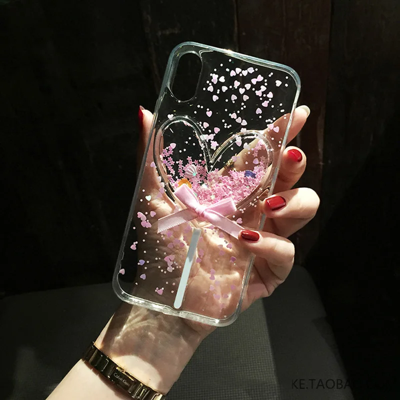 Cases For Samsung Galaxy A10 A20 A30 A40 A50 A60 A70 M10 M20 Fashion Glitter moving star Heart candy transparent phone bag capa |