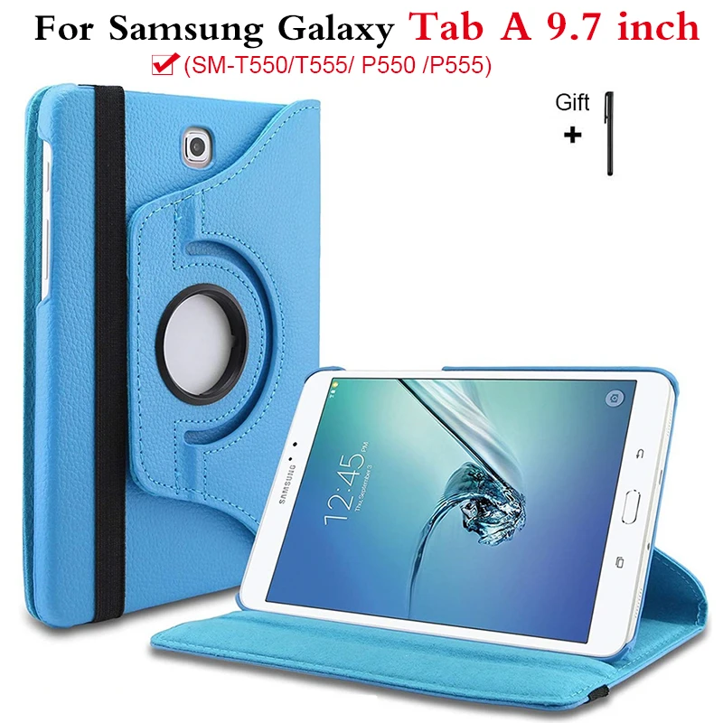 Funda giratoria de cuero PU para tableta Samsung Galaxy Tab A, Funda de 9,7 pulgadas, T550, Tab A, 9,7, SM T550, T551, SM T555, 360|Bolsas y fundas de ordenador portátil| -