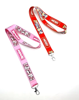 

Hot New 20 pcs cartoon mickey minnie Neck Strap Lanyards Badge Holder Rope Pendant Key Chain Accessories Gift