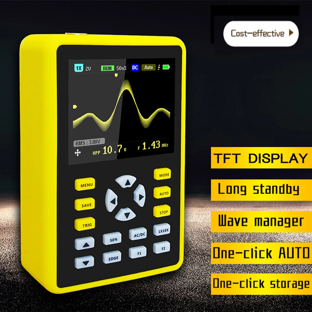 5012H 2," ЖК Портативный цифровой мини-осциллограф с пропускной способностью 100 МГц и частотой дискретизации 500 мс/с