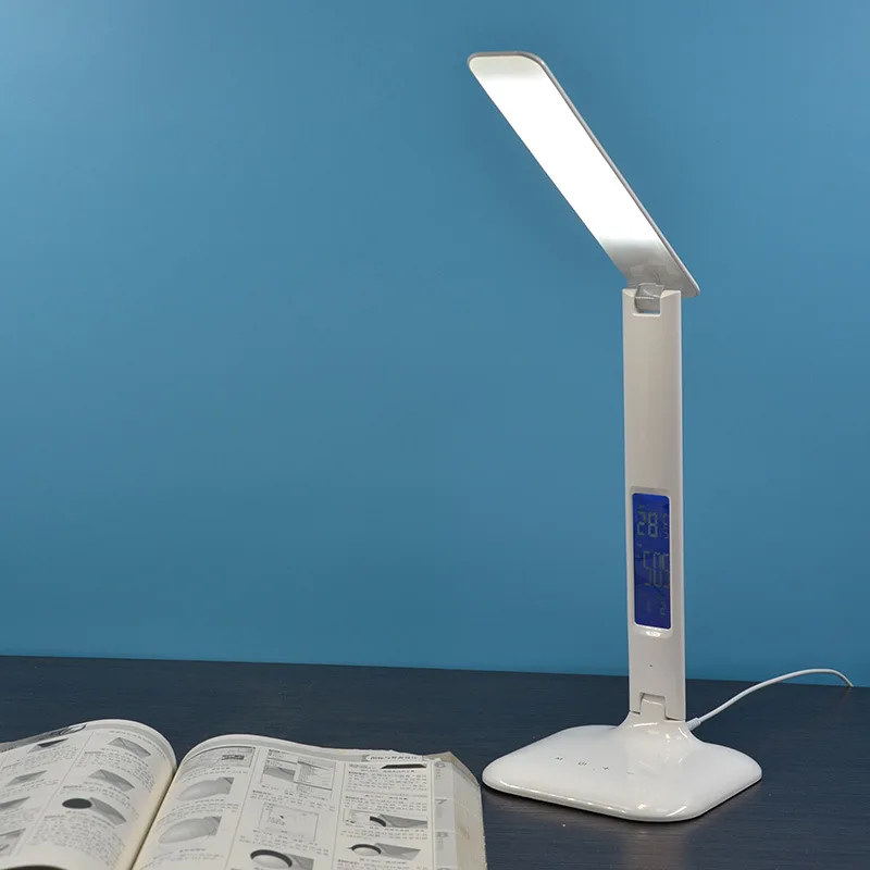 

Non-Strobe Dimming Learning Foldable Touch LED Eye Protection Lamp with Temperature Time Display Calendar