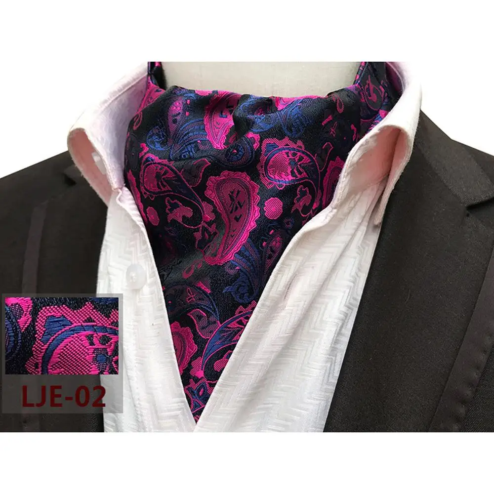 Модный мужской галстук Аскот в клетку с Пейсли Синий Зеленый Фиолетовый Свадебные вечерние галстуки жаккардовые Тканые деловые шарфы