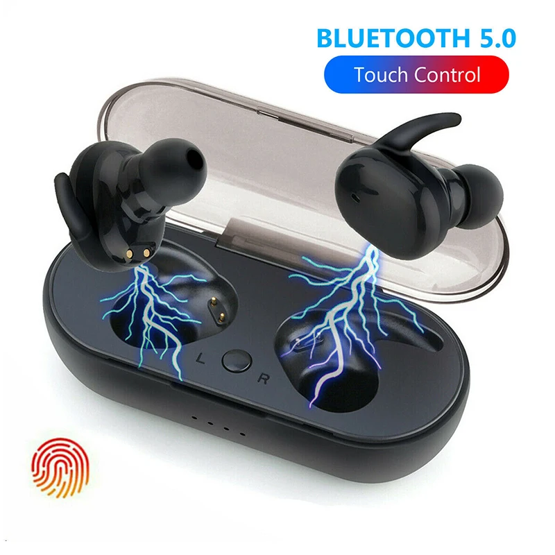 TWS Bluetooth V5.0 Беспроводные спортивные стерео мини наушники сенсорный светодиодный дисплей водонепроницаемые наушники с шумоподавлением игровая гарнитура