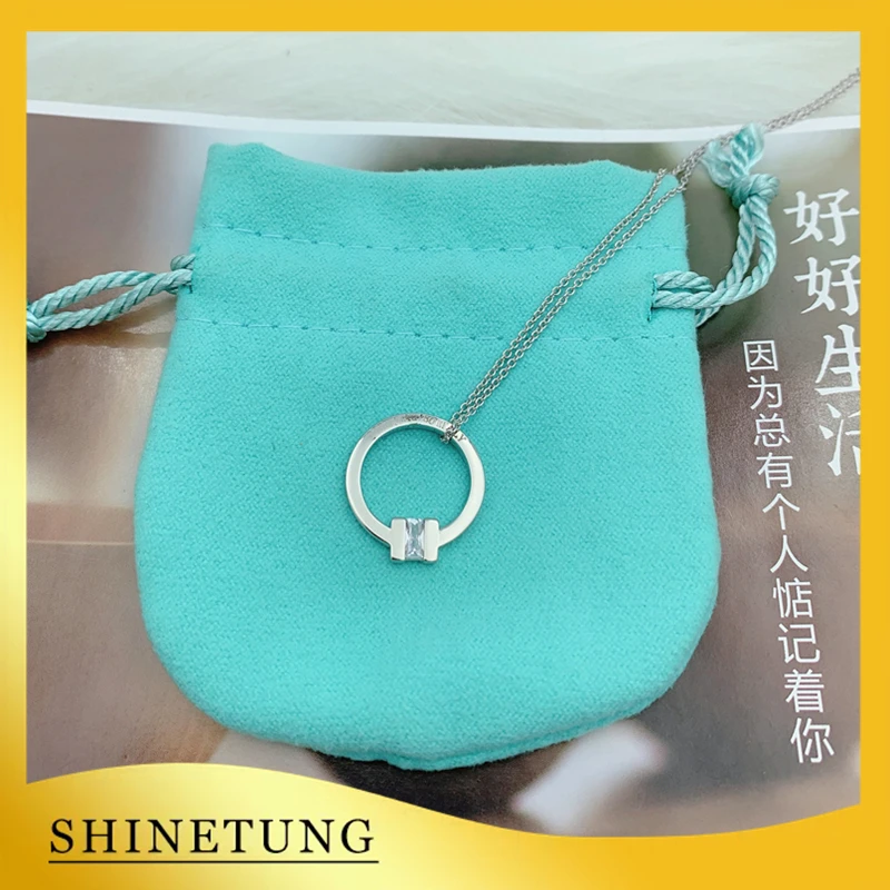 

1: 1 Original Model S925 Sterling Silver Necklace Fashion Silver Color Letter Round Necklace Ladies LOGO Jewelry Birthday Gift