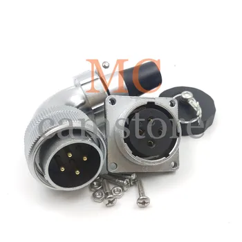 

WS28 Right Angle 4pin Crimp Connector, 25A Male Female Connector, Mechanical Power Cable Panel Mount 4pin Aviation Connector