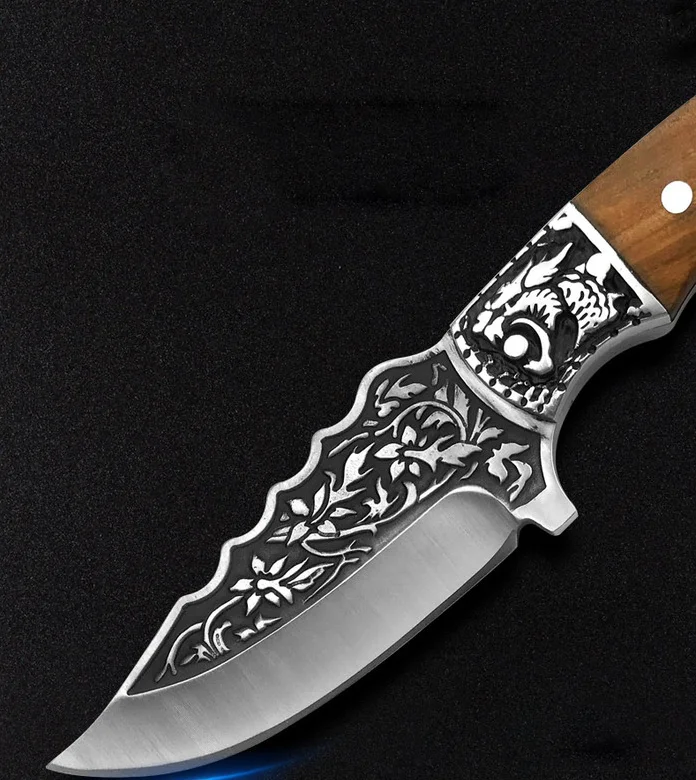Promotion Small Fixed Blade Hunting Knife 440C Satin Blade Full Tang Wood Handle Straight Knives With Leather Sheath Gift knife