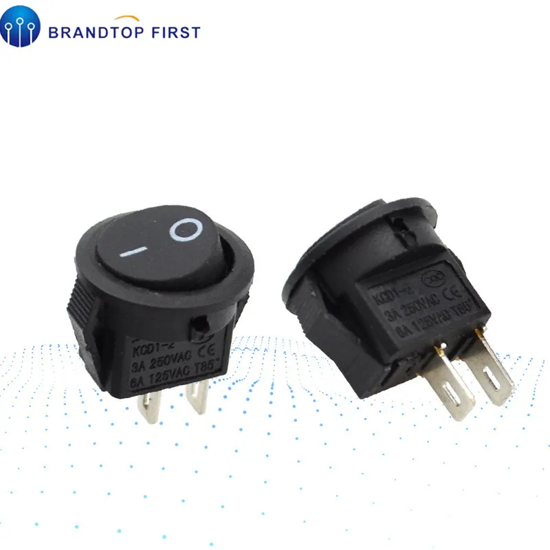 

15mm Small Round Black 2-Pin 3A/250V 6A/125V Rocker Switch Seesaw Power Switch