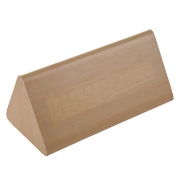 

【Voice Control Calendar Thermometer】 Wood Wooden LED Digital Alarm Clock USB/AAA Bamboo Wood Blue LED