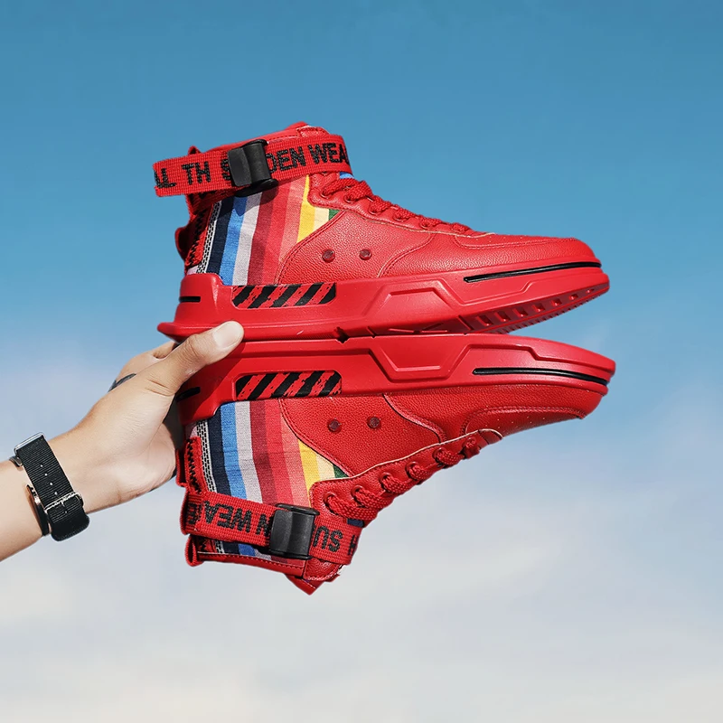 

Men's High Top Fashion Sneakers Outdoor Non-slip Breathable Men Shoes Trend Hot Sale Comfortable Man Basketball Shoes Spring