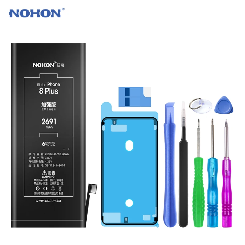 Original NOHON Battery for Apple iPhone 8 Plus 8Plus Replacement Mobile Phone Batarya 2691mAh Polymer Lithium Li-ion Bateria