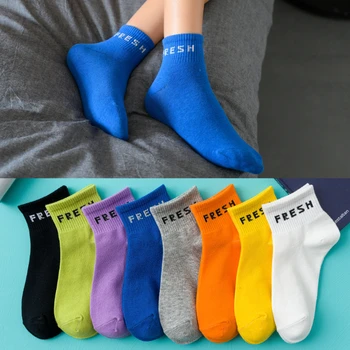 

Colorful Letter Invisible Short Fashion Casual Women's Boat Socks Ankle Sweat Summer Harajuku Cotton Girl Street Clothing Unisex