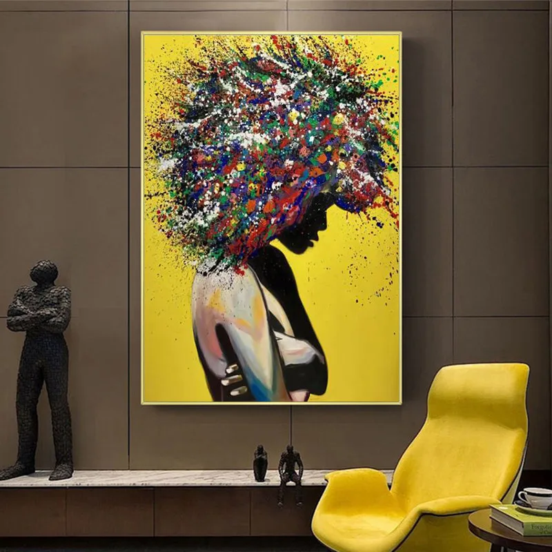 

African Girl Abstract Canvas Paintings Modern Graffiti Wall Art Canvas Prints African Art Pictures For Living Room Wall Cuadros