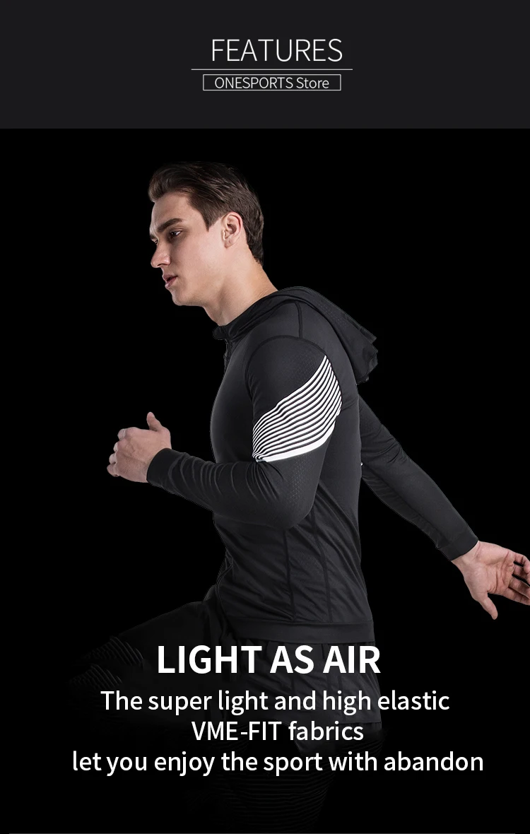 Running Jacket Gym Men Sports Coat Fitness Long Sleeve Hooded Tight Hoodies Zipper Slim Hiking Sweatshirts Male Training Jackets